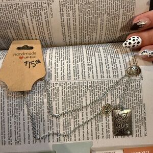 Silver Chain Necklace with Engraved Pendant